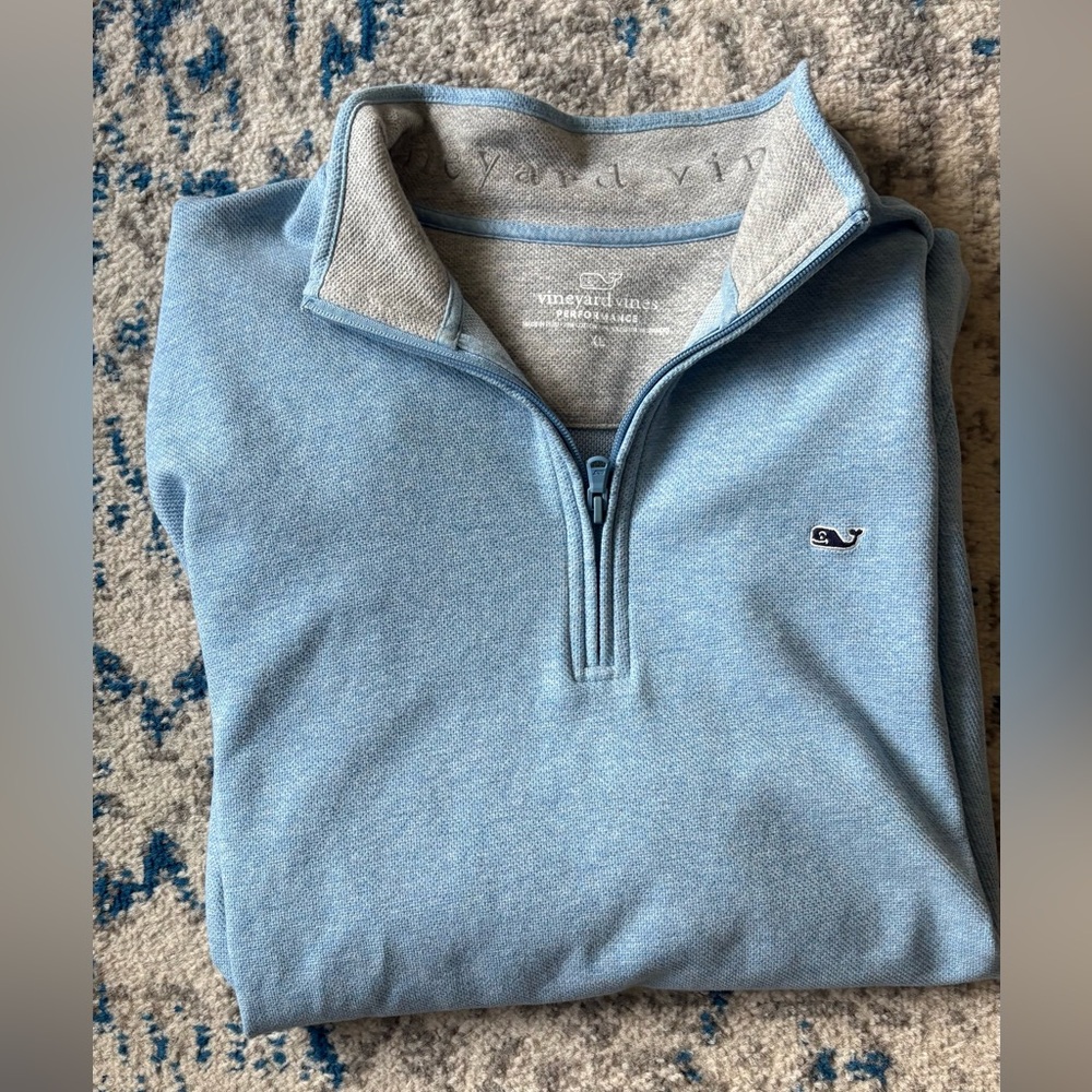 Vineyard Vines Men's Light Blue Zip-Up Sweater